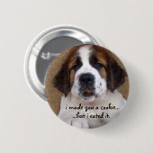 St Bernard Puppy Cookie Ronde Button 5,7 Cm (Voorkant /achterkant)