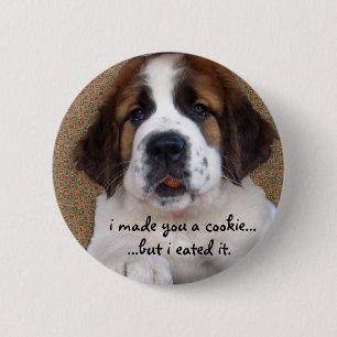 St Bernard Puppy Cookie Ronde Button 5,7 Cm