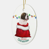 St. Bernard Puppy Dog in Holiday Gift Bag Keramisch Ornament (Links)