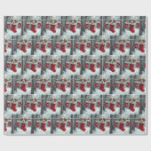 St. Bernard puppy in kerstkous Cadeaupapier (Vlak)