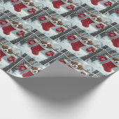 St. Bernard puppy in kerstkous Cadeaupapier (Hoek)
