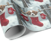 St. Bernard Puppy in Kerstsok Cadeaupapier (Rol Hoek)