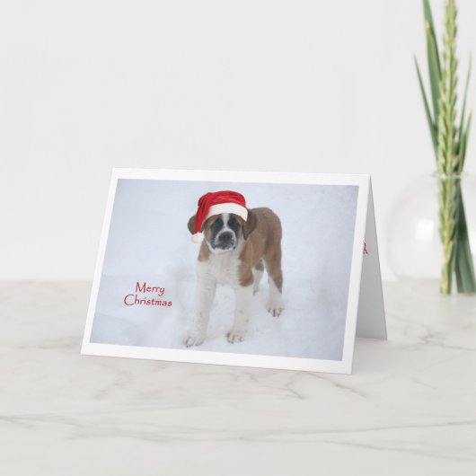 St Bernard Puppy Kerstmis Feestdagen Kaart (Voorkant)