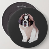 St. Bernard Puppy Ronde Button 6,0 Cm (Voorkant /achterkant)
