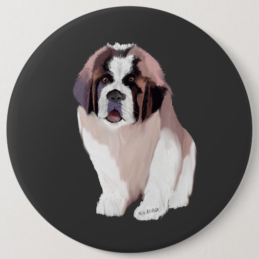 St. Bernard Puppy Ronde Button 6,0 Cm (Voorkant)