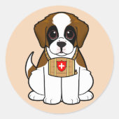 St. Bernard Puppy Ronde Sticker (Voorkant)