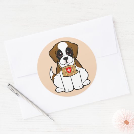 St. Bernard Puppy Ronde Sticker (Envelop)