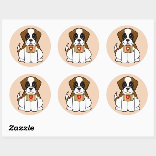 St. Bernard Puppy Ronde Sticker (Vel)
