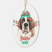 St Bernard Santa Hat Holiday String Beads Keramisch Ornament (Links)