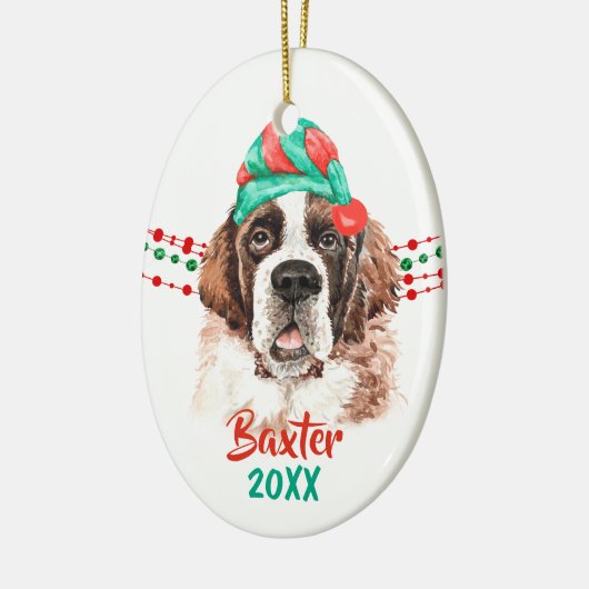 St Bernard Santa Hat Holiday String Beads Keramisch Ornament (Links)