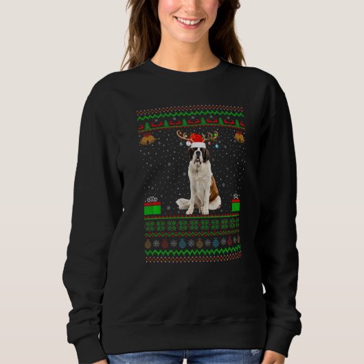 St Bernard Santa Hat Matching Ugly Saint Bernard C Trui (Voorkant)