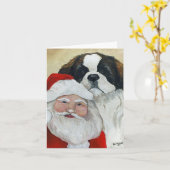 St Bernard & Santa-hond kerstkaart Kaart (Gele Bloem)