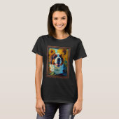 St Bernard Schilderij Zonnebloem Moeder Moeder Vro T-shirt (Voorkant volledig)