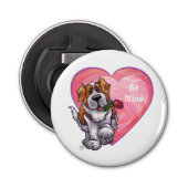 St. Bernard-Valentijnsdag Button Flesopener (Voorkant)