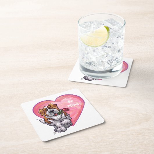 St. Bernard-Valentijnsdag Kartonnen Onderzetters (Insitu)