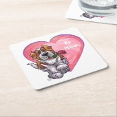 St. Bernard-Valentijnsdag Kartonnen Onderzetters (Schuin)