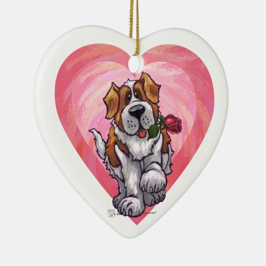 St. Bernard-Valentijnsdag Keramisch Ornament (Rechts)