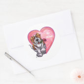 St. Bernard-Valentijnsdag Ronde Sticker (Envelop)