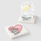 St. Bernard-Valentijnsdag Stenen Onderzetter (Zijkant)