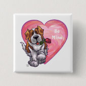 St. Bernard-Valentijnsdag Vierkante Button 5,1 Cm (Voorkant)
