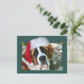 St. Bernard van Kerstmis de Foto van de Hond Feestdagenkaart (Staand voorkant)