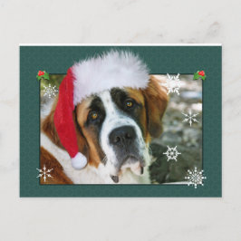 St. Bernard van Kerstmis de Foto van de Hond Feestdagenkaart
