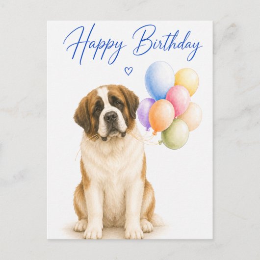 St Bernard Verjaardag Briefkaart (Voorkant)