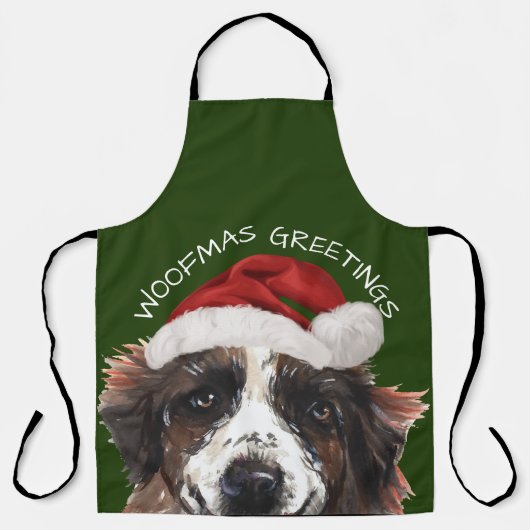 St Bernard Waterverf Kerst Schort (Voorkant)