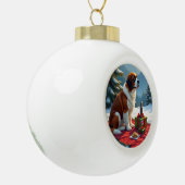 St. Bernard Winter Picnic Christmas Painting Keramische Bal Ornament (Links)