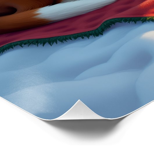 St. Bernard Winter Picnic Christmas Painting Perfect Poster (Hoek)