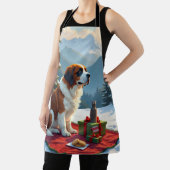 St. Bernard Winter Picnic Christmas Painting Schort (Insitu)