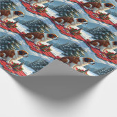 St. Bernard Winterpicknick Kerstschilderij Cadeaupapier (Hoek)