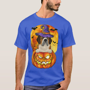 St Bernard Witch Pumpkin Halloween Hondenliefhebbe T-shirt