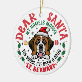 St. Bernard Zwitserse hond Kerstman gepersonalisee Keramisch Ornament (Links)