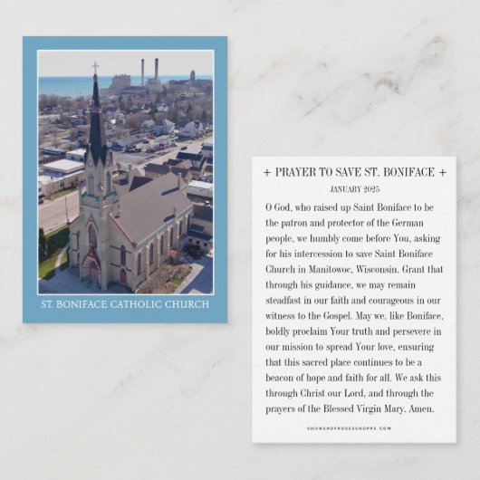 St. Boniface Manitowoc Katholieke Kerk Gebed Kaart Plaatskaartje (Voorkant / Achterkant)