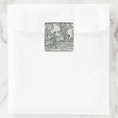 St. Brendan en de demon Vierkante Sticker (Tas)