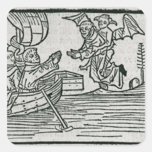 St. Brendan en de demon Vierkante Sticker