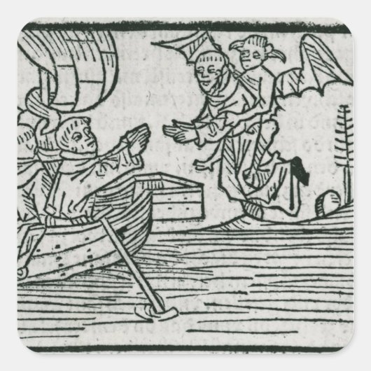 St. Brendan en de demon Vierkante Sticker (Voorkant)