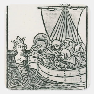 St. Brendan en de Siren Vierkante Sticker