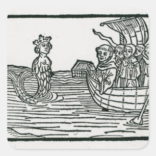 St. Brendan en de Siren Vierkante Sticker