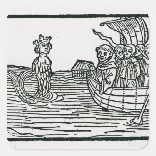 St. Brendan en de Siren Vierkante Sticker (Voorkant)