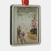St. Brendan op zijn schip Metalen Ornament (Rechts)