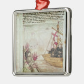 St. Brendan op zijn schip Metalen Ornament (Links)