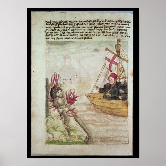 St. Brendan op zijn schip Poster (Voorkant)