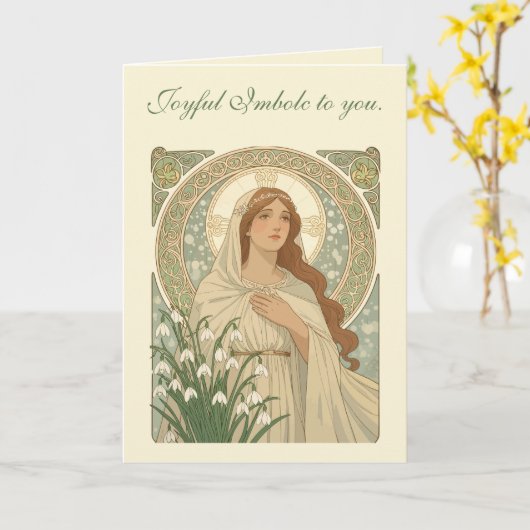 St Brigid And Snowdrops A Contemplative Quiet Kaart (Gele Bloem)