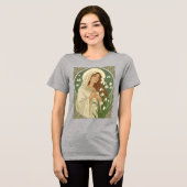 St Brigid Art Nouveau Halo and Snowdrops Tri-Blend Shirt (Voorkant volledig)