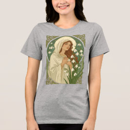 St Brigid Art Nouveau Halo en Sneeuwklokjes Tri-Blend Shirt