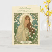 St Brigid Art Nouveau Illustration Kaart (Gele Bloem)