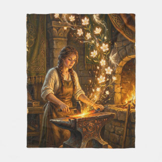 St Brigid Blacksmith Fairies Flowers Fantasy Art Fleece Deken