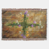 St Brigid Cross Green Rushes Crocus Imbolc Art Deken (Voorkant)